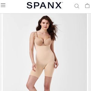 NWT SPANX Open-Bust Mid-Thigh Bodysuit in Soft Nude